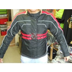   JM Női motoros kabát protektorral kivehető béléssel piros-fekete